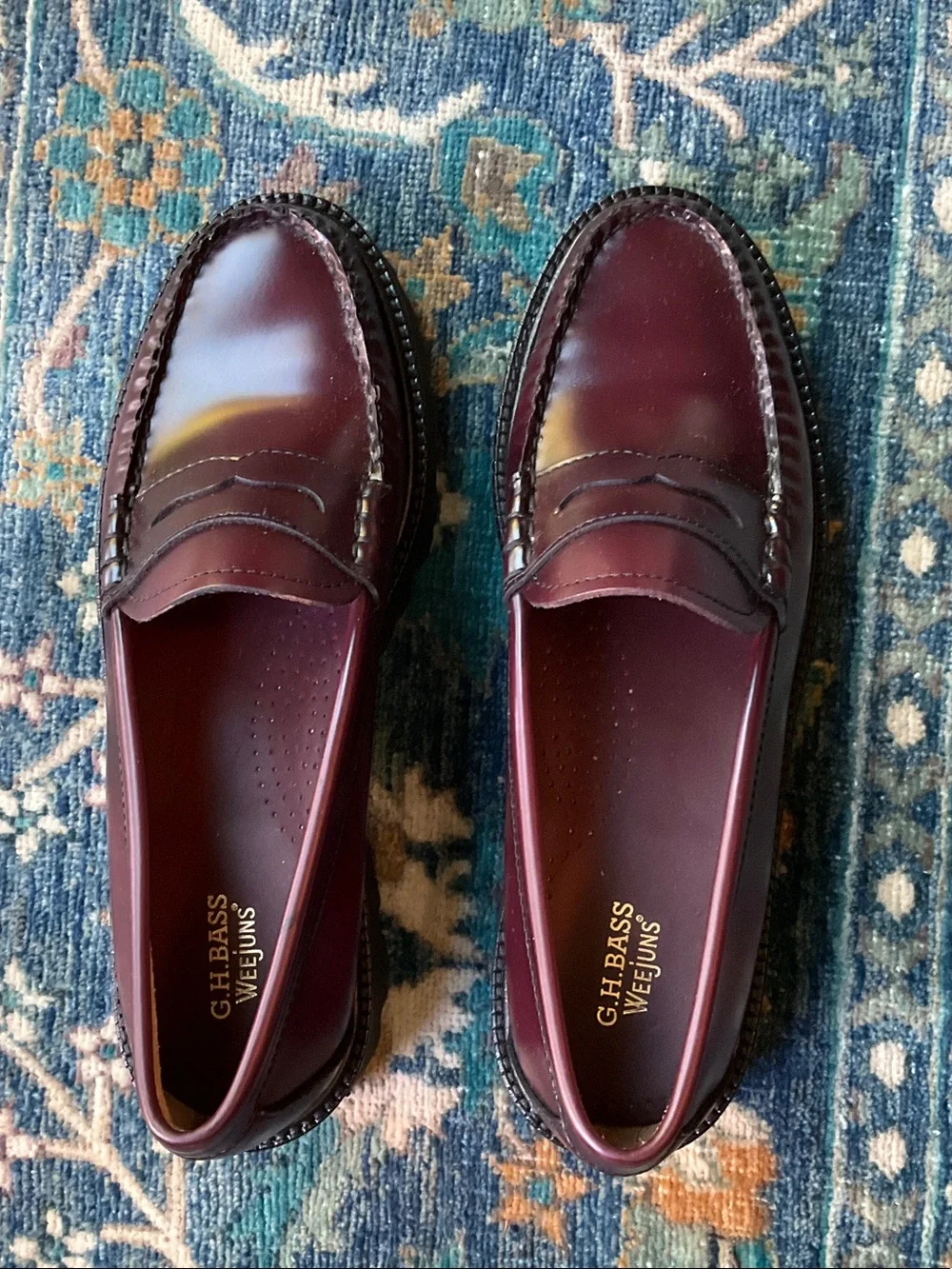 G.H. Bass & Co. Men’s Penny Loafers in Wine/Burgundy Leather